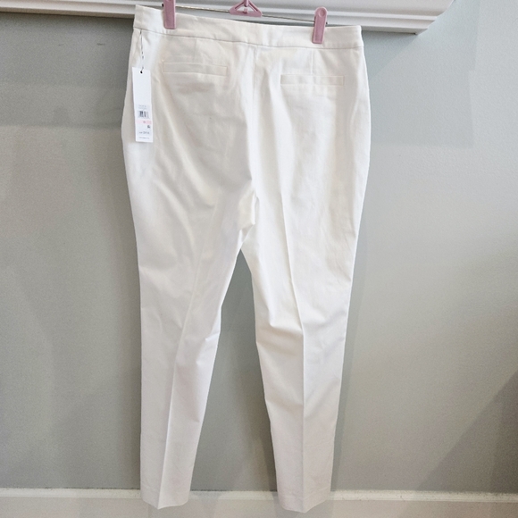 Calvin Klein White Dress Trousers, Faux Pockets Tapered Slim Leg Size 10 NWT - Picture 3 of 6